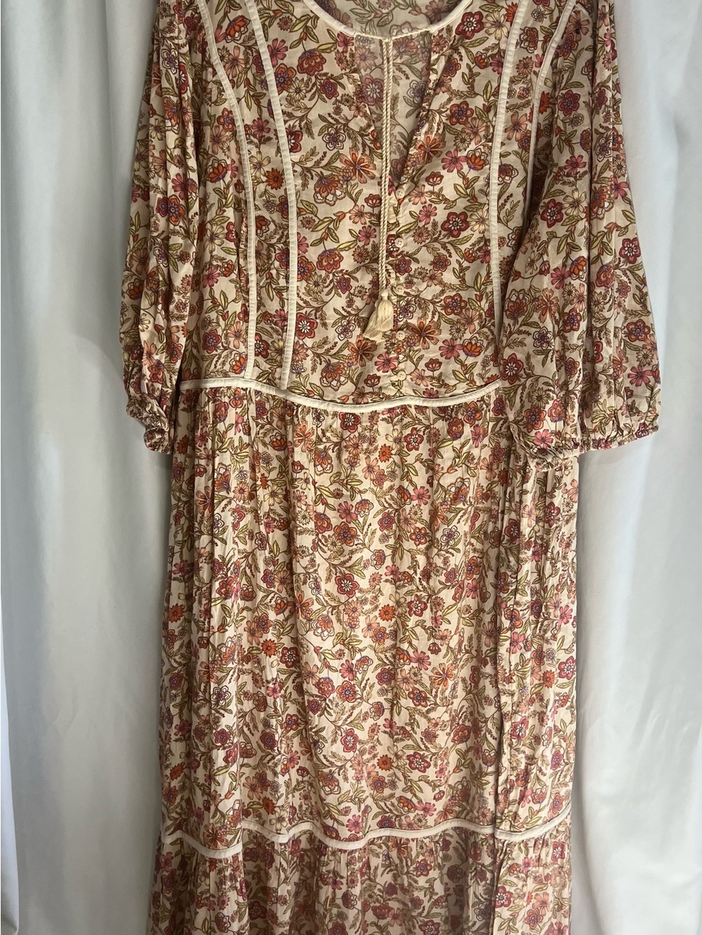 Old Navy Cream Maxi Dress with Pink & Orange Floral Print size 4X pockets